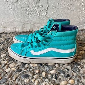 teal turquoise high top old skool vans US women’s size 7